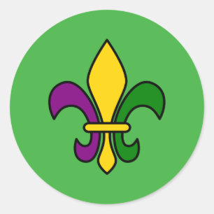 Mardi grass fleur-de-lys classic round sticker