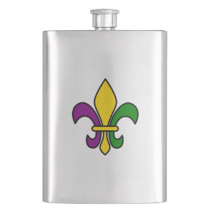 Mardi grass fleur-de-lys hip flask