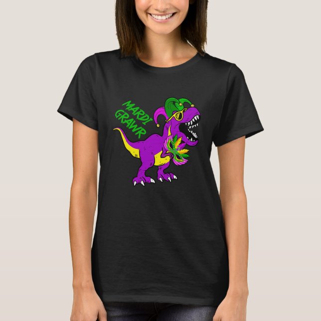 Mardi Grawr Rex Dino Toddler Kids Mardi Gras Boys T-Shirt (Front)