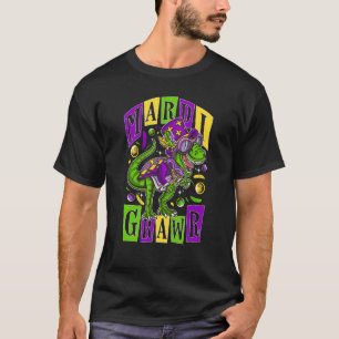 Mardi Grawr Rex Dinosaur Beads Festival Party Mard T-Shirt