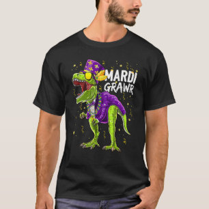 Mardi Grawr Rex Dinosaur Mardi Gras Bead Costume K T-Shirt
