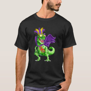 Mardi Grawr T Rex Dino Dinosaur Mardi Gras Bead Bo T-Shirt