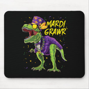 Mardi Grawr T-rex Dinosaur Dino Mardi Gras Kids Bo Mouse Pad