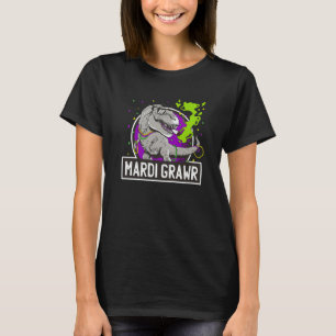 Mardi Grawr TRex Dinosaur Mardi Gras Bead New Orle T-Shirt
