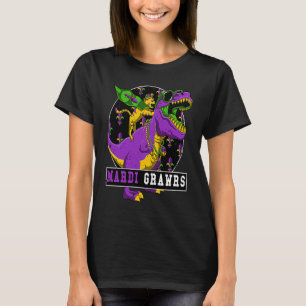Mardi Grawrs Mardi Gras Jester Cat Riding Dinosaur T-Shirt