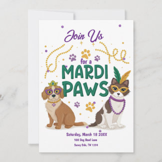 Mardi Paws Cute Mardi Gras Pups Holiday Card