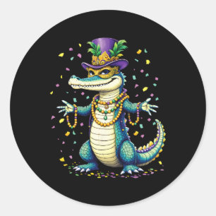 Mardigator Alligator Bruh Funny Mardi Gras Costume Classic Round Sticker