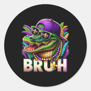 Mardigator Alligator Bruh Mardi Gras Costume Teens Classic Round Sticker