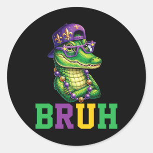 Mardigator Alligator Bruh Mardi Gras Costume Teens Classic Round Sticker
