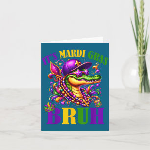 Mardigator Alligator Bruh Mardi Gras Illustration Card