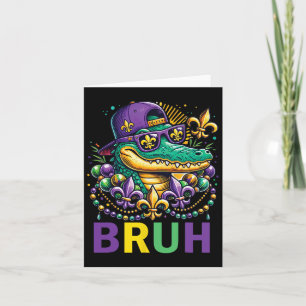 Mardigator Alligator Bruh Shirt Mardi Gras Costume Card
