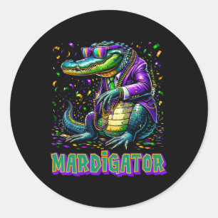 Mardigator Funny Mardi Gras Costume Men Women Kid  Classic Round Sticker