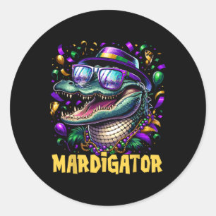 Mardigator Funny Mardi Gras Costume Men Women Kid Classic Round Sticker