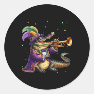 Mardigator Mardi Gras Alligator Costume Men Women  Classic Round Sticker