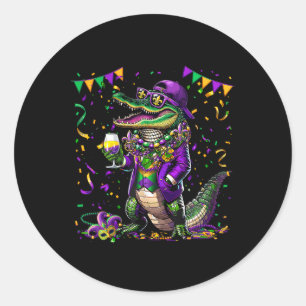 Mardigator Mardi Gras Alligator Costume Men Women Classic Round Sticker
