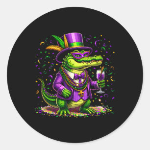 Mardigator Mardi Gras Alligator Costume Men Women Classic Round Sticker
