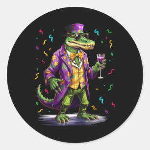 Mardigator Mardi Gras Alligator Costume Men Women Classic Round Sticker