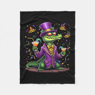Mardigator Mardi Gras Alligator Costume Men Women Fleece Blanket