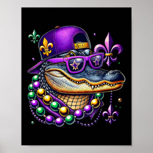 Mardigator Mardi Gras Alligator Costume Men Women  Poster