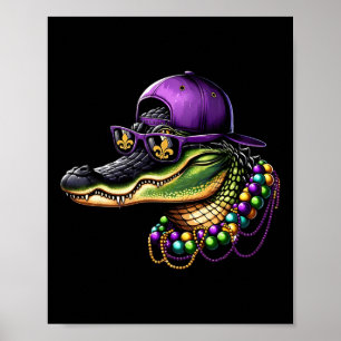 Mardigator Mardi Gras Alligator Costume Men Women  Poster