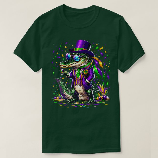 Mardigator Mardi Gras Alligator Costume Men Women  T-Shirt (Design Front)