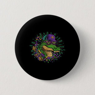 Mardigator Mardi Gras Alligator Costume Women Men 6 Cm Round Badge