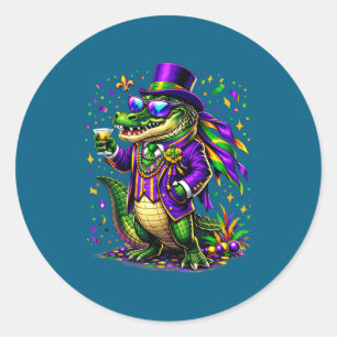 Mardigator Mardi Gras Alligator Funny Classic Round Sticker