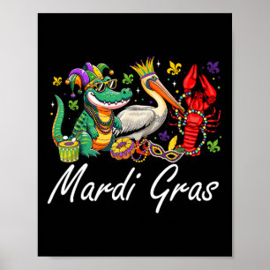 Mardigator Mardi Gras Alligator Men Women Mardi Gr Poster
