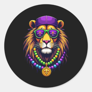 Mardigator Mardi Gras Lion Costume Men Women Mardi Classic Round Sticker