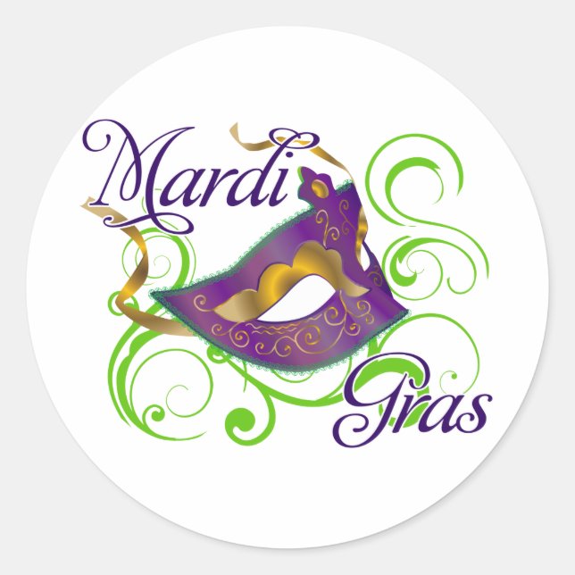 MardiGras Classic Round Sticker (Front)