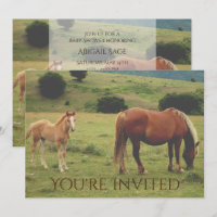 Mare and Foal Horse Neutral Baby Shower Invitation