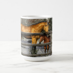 Mare and Foal in Winter Mug