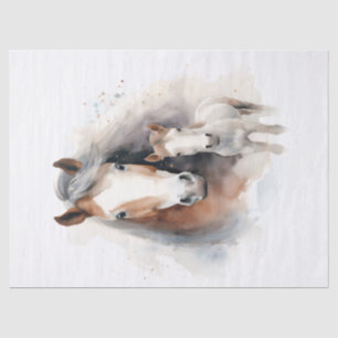 Mare and Foal Watercolor Decoupage Tissue Paper