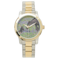 Mare and Foal with Bluebonnets Watch Face