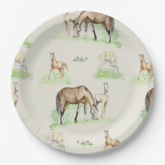 Mare and Horse Foal Pattern Paper Plate