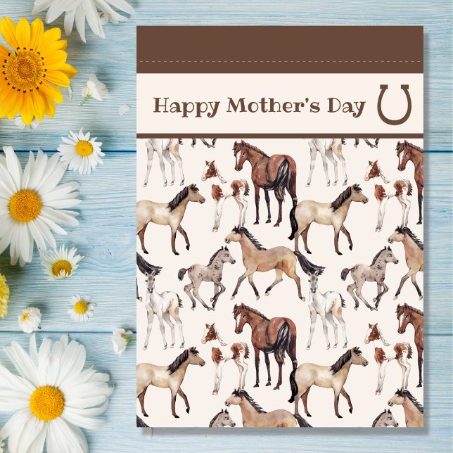 Mare Foal Yearling Mum and Baby Horse Mother's Day Card (Creator Uploaded)
