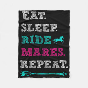 Mare Horse Horseback Riding - Eat Sleep Mares Repe Fleece Blanket