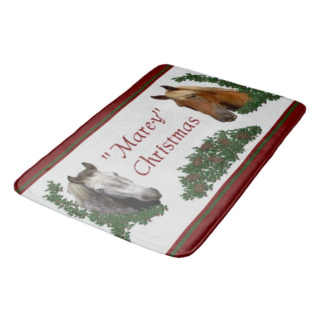 Mare-y Christmas Horse Lovers Bath Mat (Angled)
