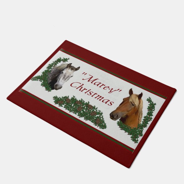 Mare-y Christmas Horse Lovers Doormat (Angled)
