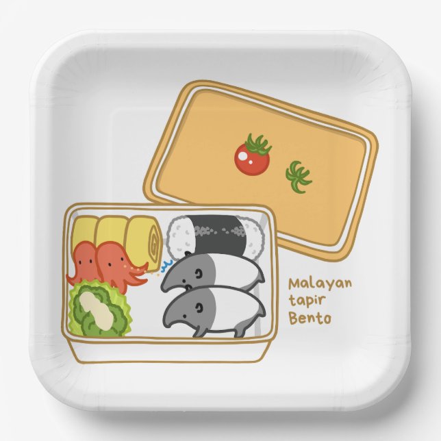[Marehak Bento] Malayan tapir Bento Paper Plate (Front)