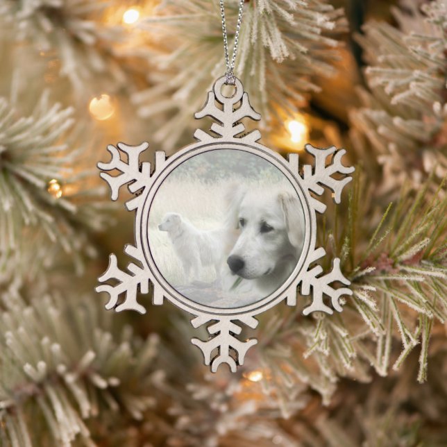 Maremma sheepdog guardian snowflake pewter christmas ornament (Tree)