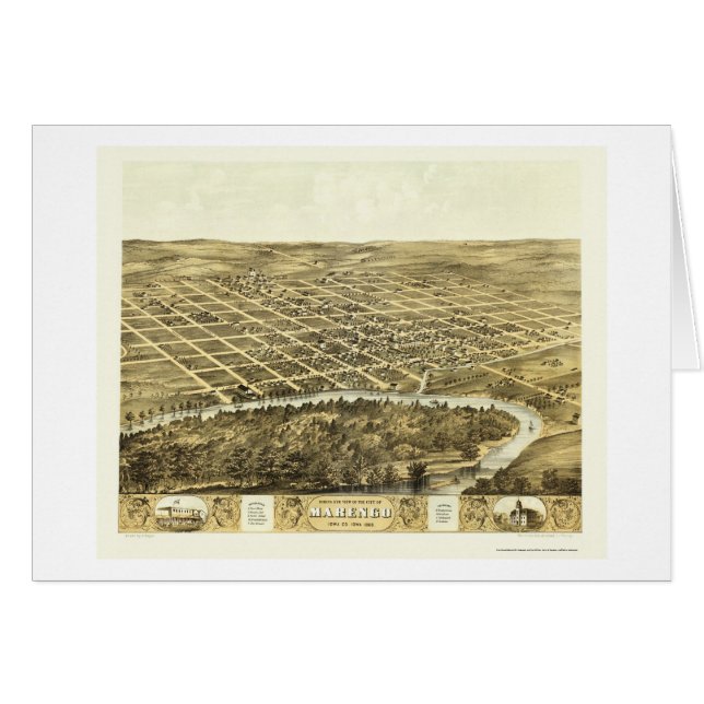 Marengo, IA Panoramic Map - 1868 (Front Horizontal)