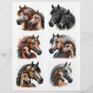 Mares & Foals • Watercolor Horse Fussy Cuts