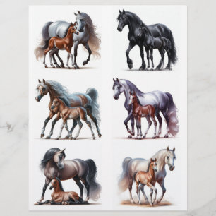 Mares & Foals • Watercolor Horse Fussycuts