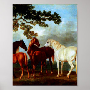 Mares in a River Landscape by George Stubbs Poster