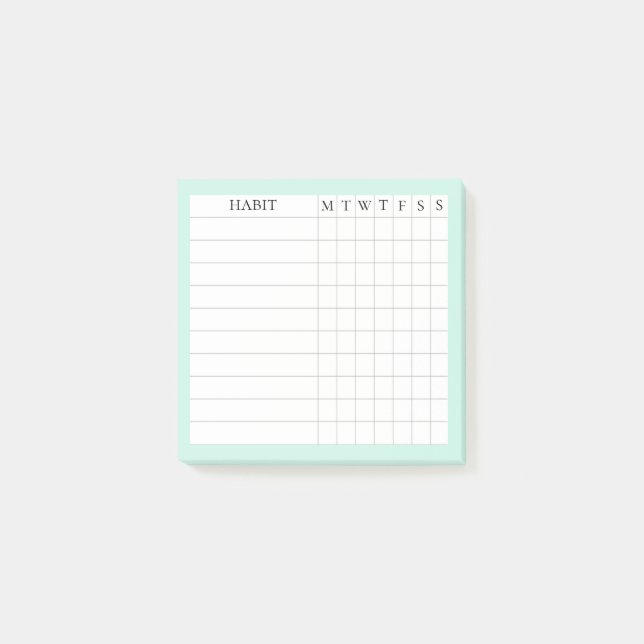 Margaret Collection Habit Tracker in Mint Post-it Notes (Front)