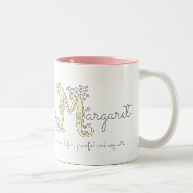Margaret letter M name meaning monogram mug (Right)
