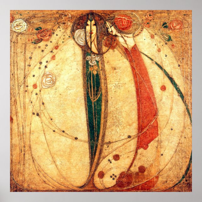 Margaret Macdonald White Rose Red Rose Poster (Front)
