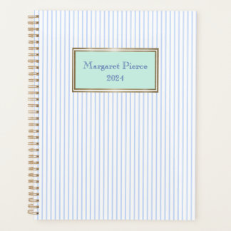 Margaret Pinstripe Planner in Mint