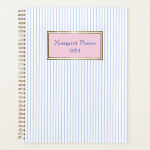 Margaret Pinstripe Planner with Pink